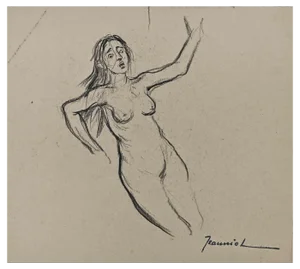 Pierre Georges Jeanniot, Woman, Charcoal Drawing, Early 20th-Century