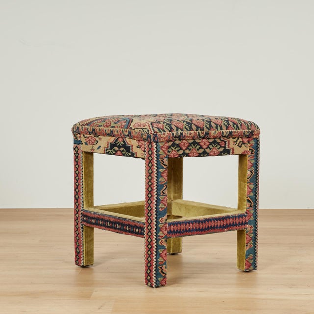 Pair of Stools Upholstered in Antique Persian Kilim For Sale - Image 12 of 14