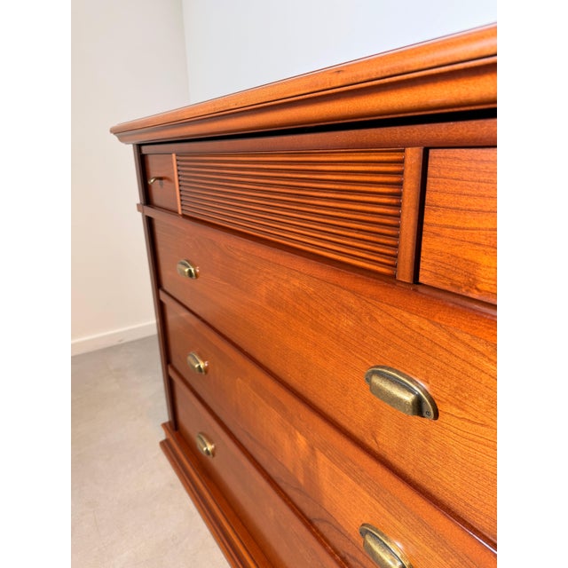 Cherrywood Chest of Drawers with Tambour Front Detail For Sale - Image 4 of 5