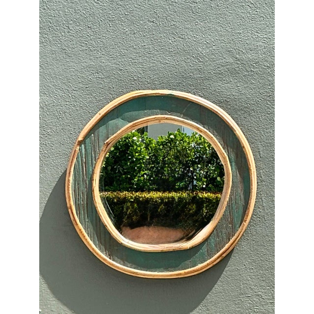 Wood Vintage Bent Rattan Mirror For Sale - Image 7 of 12