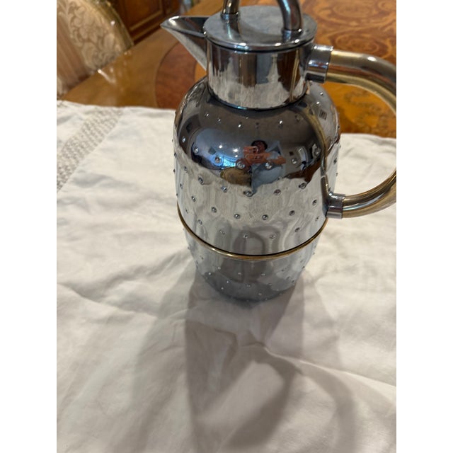 Mid-Century Modern Vintage Chrome Hammered Insulated Coffee & Tea Server, Made in Taiwan, C. 1980s For Sale - Image 3 of 11