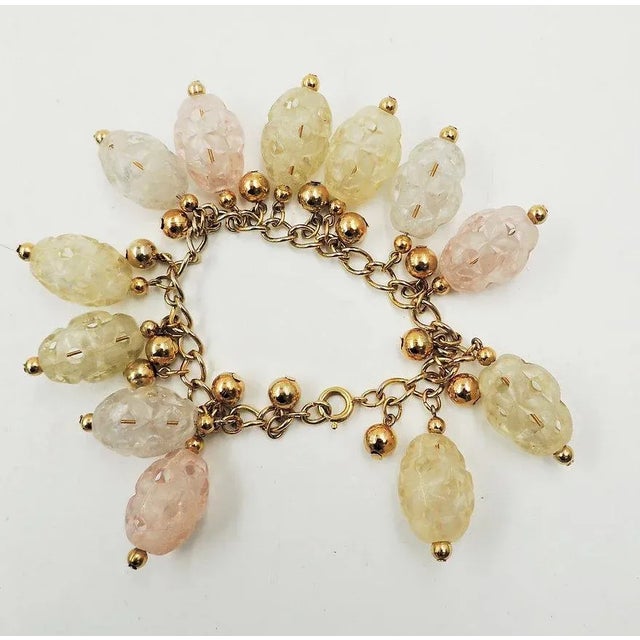 Modern Vintage 1960s Napier Pastel Charm Bracelet For Sale - Image 3 of 8
