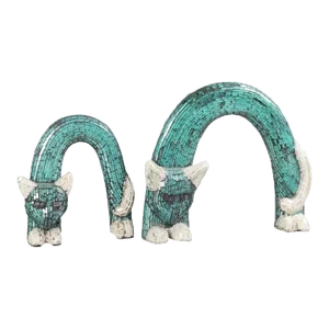 Pair of Vintage Jobi Cat Sculptures, Mosaic Glass Tile Over Ceramic, Handmade in Brazil