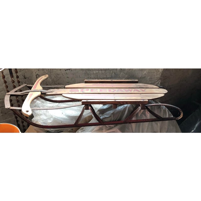 Cabin 1950s Vintage Gladding Speedway ~40" Ash Wood & Steel Snow Sled - Pristine Logo For Sale - Image 3 of 8