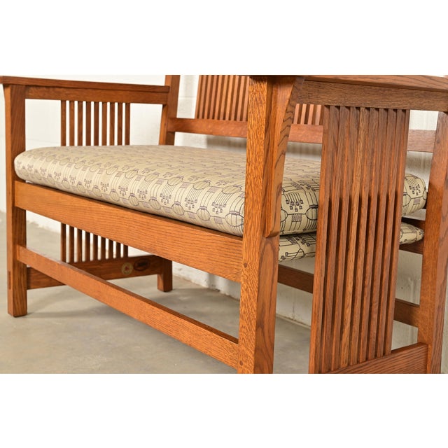 Brown Stickley Mission Oak Arts & Crafts Spindle Benches or Settees, Pair For Sale - Image 8 of 14