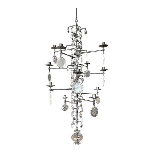 Eleven Arm Chandelier by Erik Höglund for Boda Glasbruk, Sweden For Sale