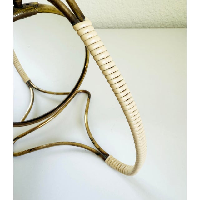 1940’s Italian Shaving Mirror, Brass & Rattan For Sale - Image 9 of 11