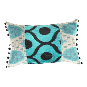 Contemporary Patchwork Velvet Ikat Pillow