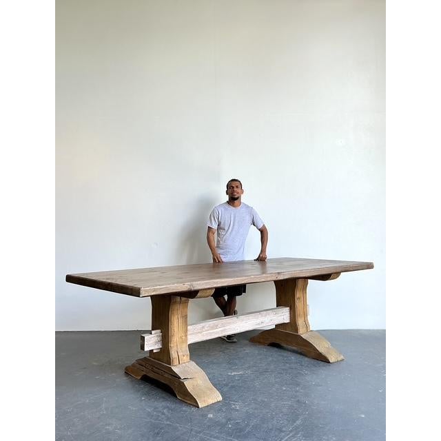 Vintage Rustic Trestle Table For Sale - Image 13 of 14