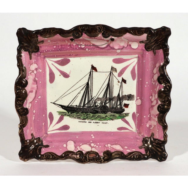 "The Royal Yacht": Sunderland Pink Luster Pottery Plaque, (Moore & Co.), Circa 1855–66 A classic Victorian Sunderland...