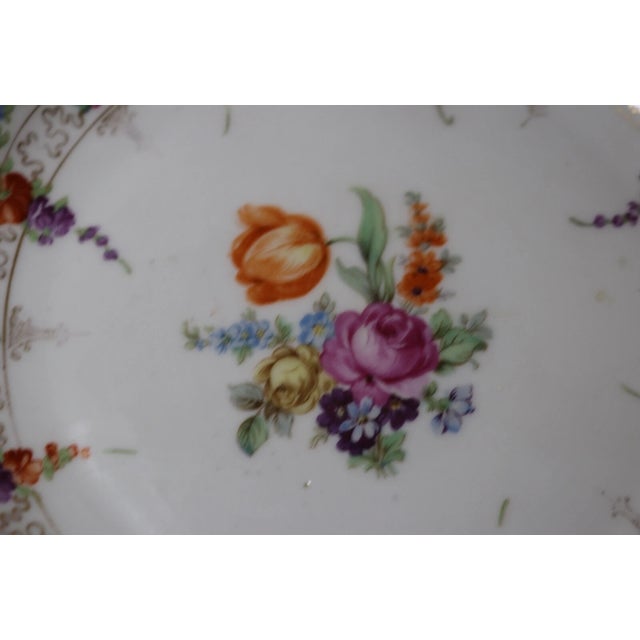 1920s Antique Schumann Bavaria Bronze Mounted Porcelain Reticulated Floral Bowl Dish For Sale - Image 5 of 12