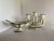 Stepped Art Deco ceramic candelabra and matching sugar bowl with sterling silver overlay by Lenox. Candle Opera: Height:...