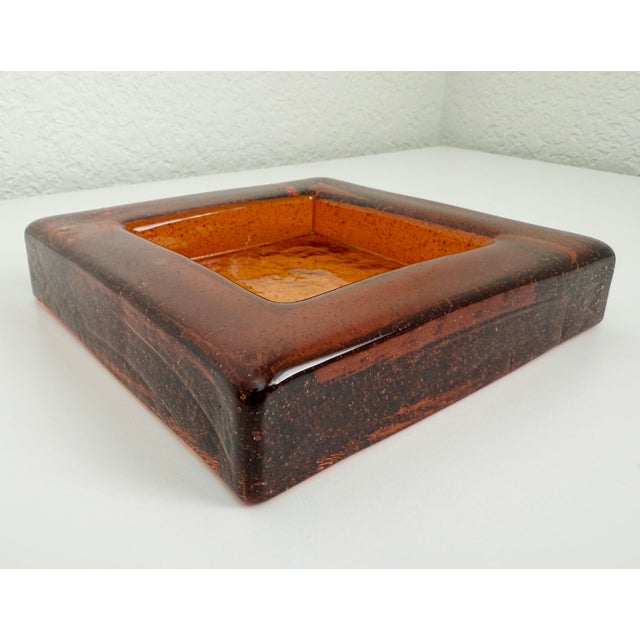Blenko 1970s Brutalist Block Glass Ashtray/Catchall Attributed to Blenko For Sale - Image 4 of 10
