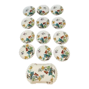 Circa 1847 Set of 13 Copeland Bone China Blackberry Pattern Pieces