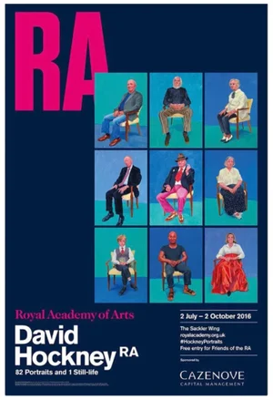 David Hockney Original Exhibition Lithograph Poster "82 Portraits and 1 Still-Life" Royal Academy of Arts, London