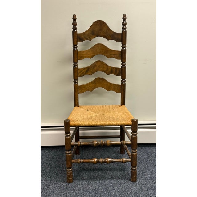 Late 20th Century Early American Ladderback Dining Chairs - Set of 6 For Sale In New York - Image 6 of 12