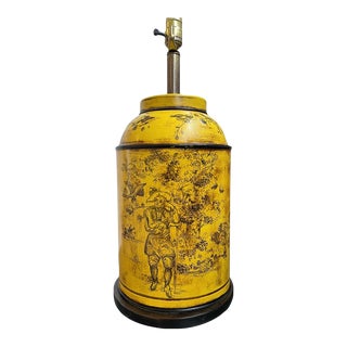 1970s Hand Painted Frederick Cooper French Tea Canister Tole Lamp For Sale