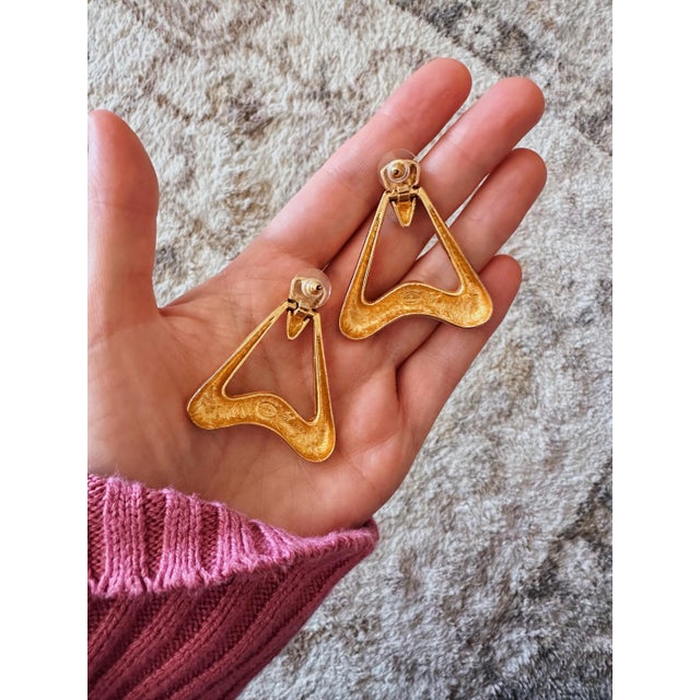 Modern Vintage Givenchy Triangle Pierced Earrings, Pair For Sale - Image 3 of 5