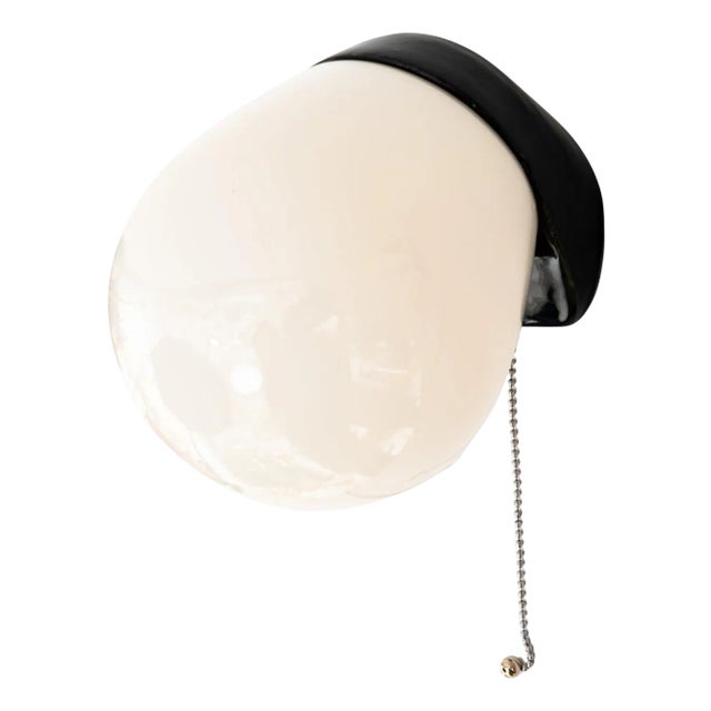 Bauhaus Ceramic Wall Lamp with Original Opal Glass Shade, 1920s For Sale