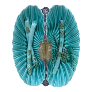 19th Century Majolica Asparagus Platter Luneville