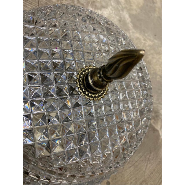 Vintage Genuine Lead Crystal Art Deco Style Flush Mount Light Western Germany For Sale In Pittsburgh - Image 6 of 6