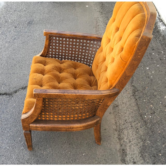 Mid-Century Modern Vintage 1960s Orange Chair Mid Century Caned Tufted Armchair For Sale - Image 3 of 6