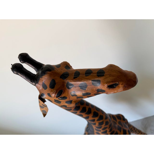 Brown Tall - Vintage Leather-Wrapped Giraffe Sculpture For Sale - Image 8 of 12