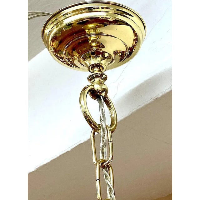 Brass Italian 1950s Brass Lantern With Acid Etched Blown Glass Shade For Sale - Image 8 of 12