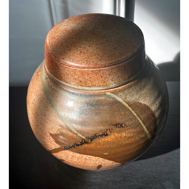 Orange Glazed Ceramic Jar Studio Pottery Karen Karnes For Sale - Image 8 of 15