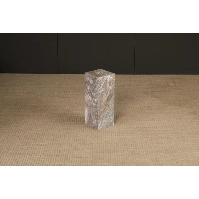Modern 1980's Post-Modern Pink and Grey Exotic Marble Column Pedestal For Sale - Image 3 of 15