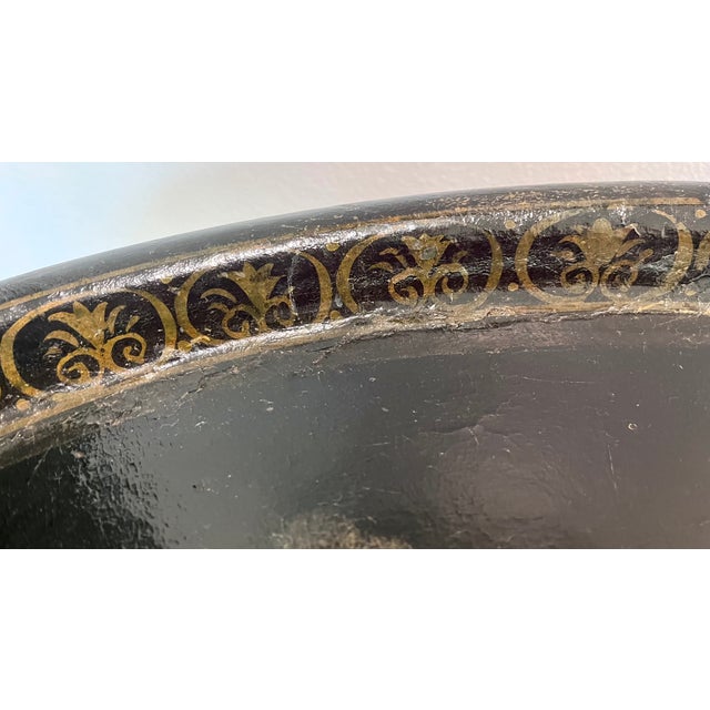 Black Antique Late 1800s English Chinoiserie Paper Mache Tray Table For Sale - Image 8 of 18