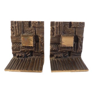 Vintage Brutalist Bronze Bookends, 1960s, Set of 2 For Sale