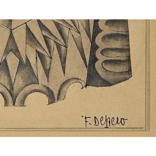 Modern Fortunato Depero, The Crystal God, Ink Drawing on Paper, 1944 For Sale - Image 3 of 5