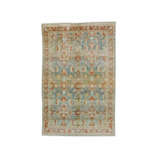 1940s Vintage Allover Blue Terra Cotta Hand Knotted Rug - 4’6” X 6’10” For Sale - Image 11 of 11