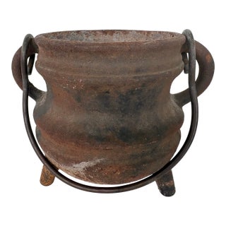 Antique Cast Iron Three-Leg Cauldron With Side Handles, Late 18th Century For Sale