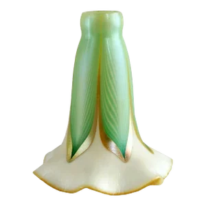 Early 20th Century American Quezal Art Glass Pulled Feather Lily Lamp Shade