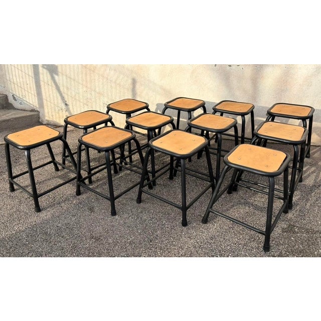 Industrial Vintage Industrial Stools, 1960, Set of 12 For Sale - Image 3 of 9