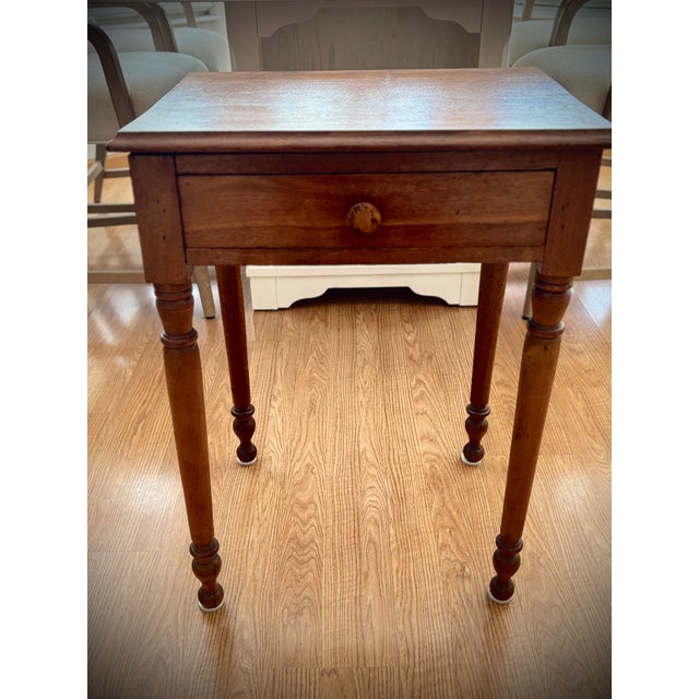 1850s American Primitive Honey Wood Accent Table With Sheraton Legs For Sale - Image 4 of 8
