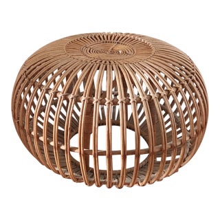Mid Century Modern Franco Albini Woven Rattan Ottoman For Sale