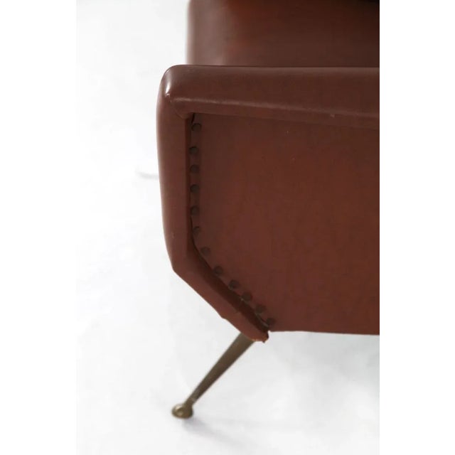Italian Faux Leather Armchair with Brass Legs, 1950s For Sale - Image 11 of 17