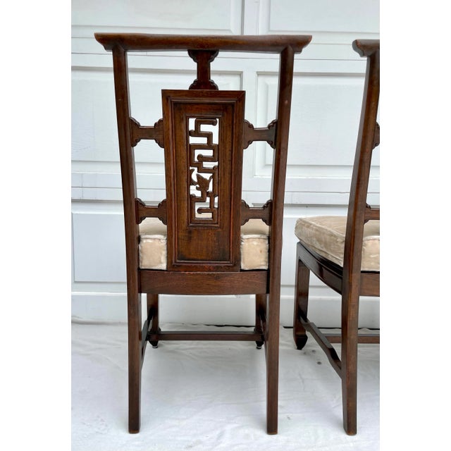 Set of 5 Asian Carved Wood Dining Chairs For Sale - Image 10 of 12