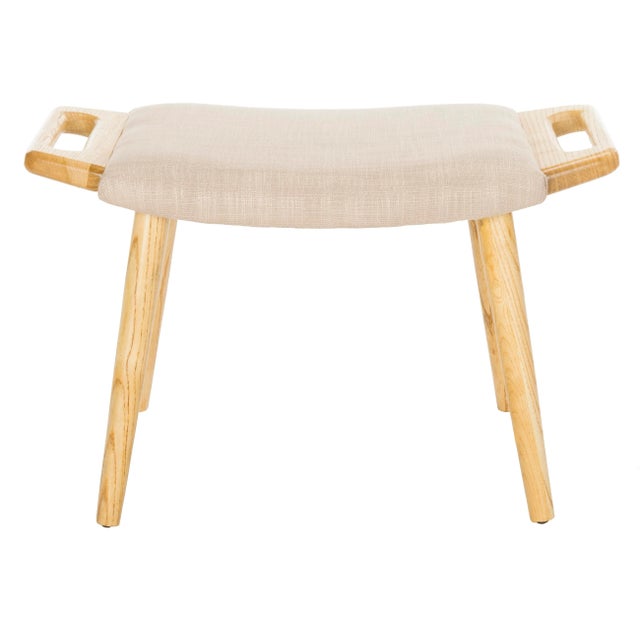 Wood Tapered Leg Bench in Beige & Natural For Sale - Image 7 of 7