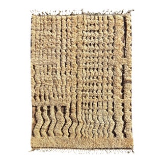 Modern Moroccan Mrirt Rug – Cream Wool Texture Design For Sale