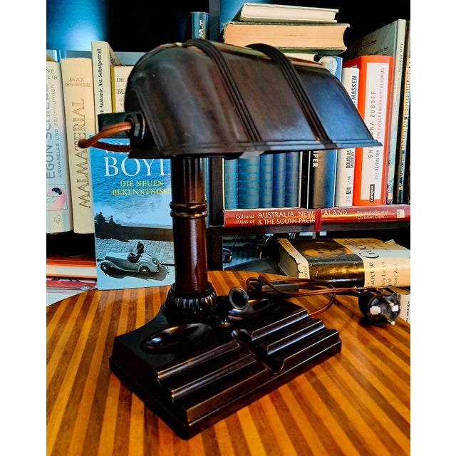 Vintage Art Deco Bankers Table Lamp, 1930s For Sale - Image 9 of 12