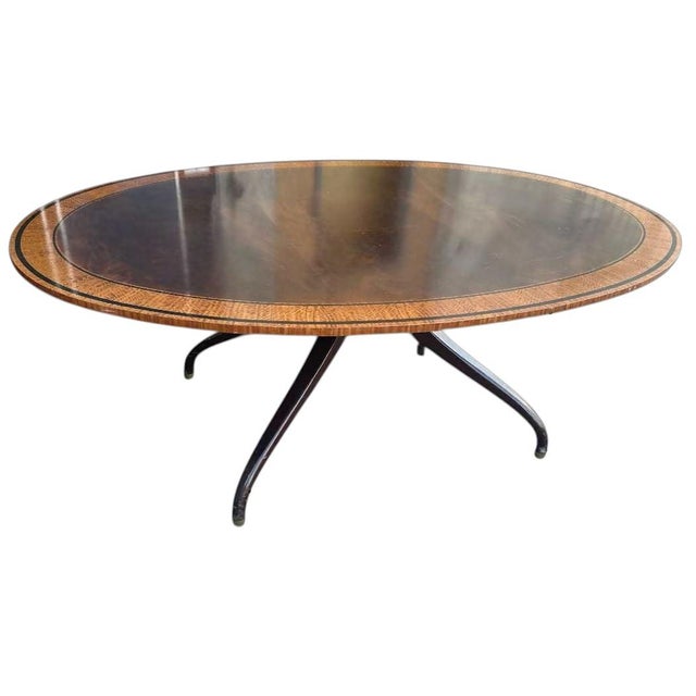 Baker Furniture Stately Homes Sheraton Regency Oval Banded Walnut and Birdseye Maple Dining Table - Extraordinary Piece...