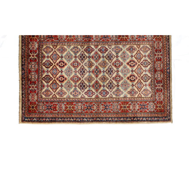 This master piece is a Ghazni wool pile very fine genuine hand woven Shirvan rug.