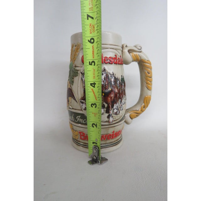 Budweiser Beer Stein Clydesdales Horses Relief Ceramarte Brazil 1980s Mug 4826b For Sale - Image 13 of 14