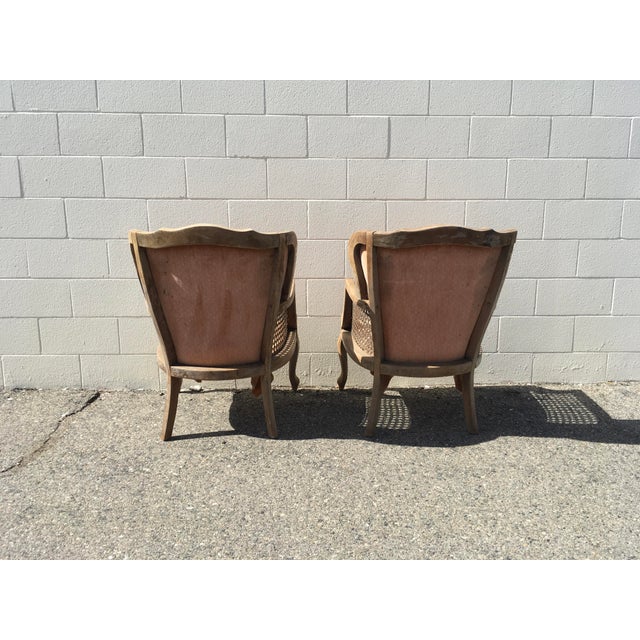 Vintage French Provincial Style Caned Club Armchair Chair Heavy Wear For Sale - Image 6 of 9