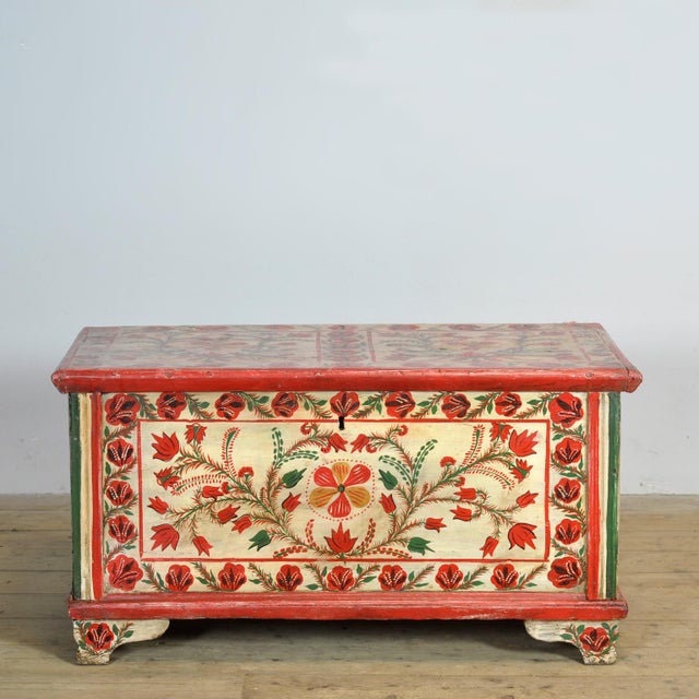 Folk Art Bridal Chest, 1950 For Sale - Image 3 of 16