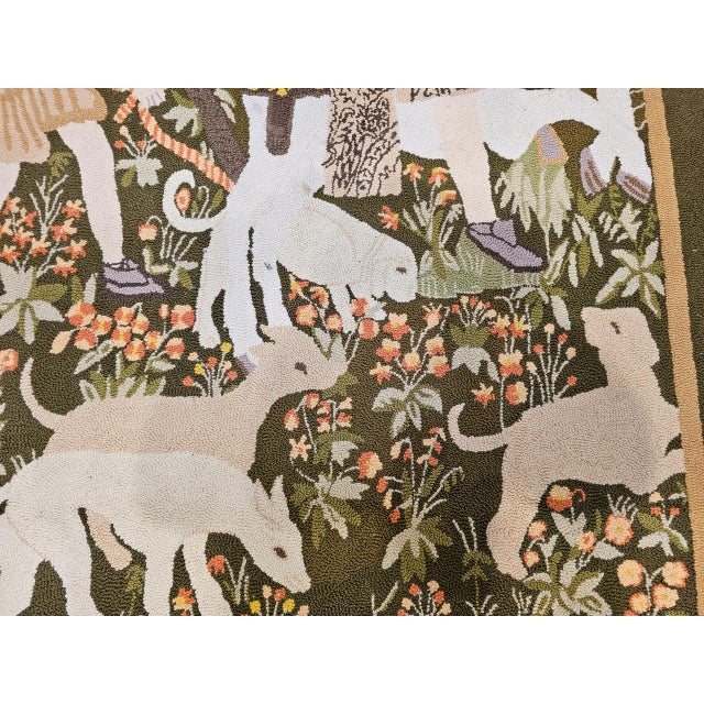 Vintage American Hand Hooked Rug, Wool & Cotton, Forest Scene Design, 4x6 For Sale - Image 11 of 14
